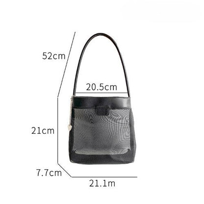 Leather Large Capacity Mesh Shoulder Bag