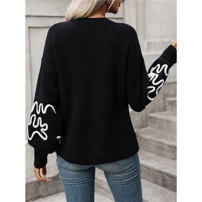Long Sleeve Crewneck Casual Loose Pullover Knitted Sweater