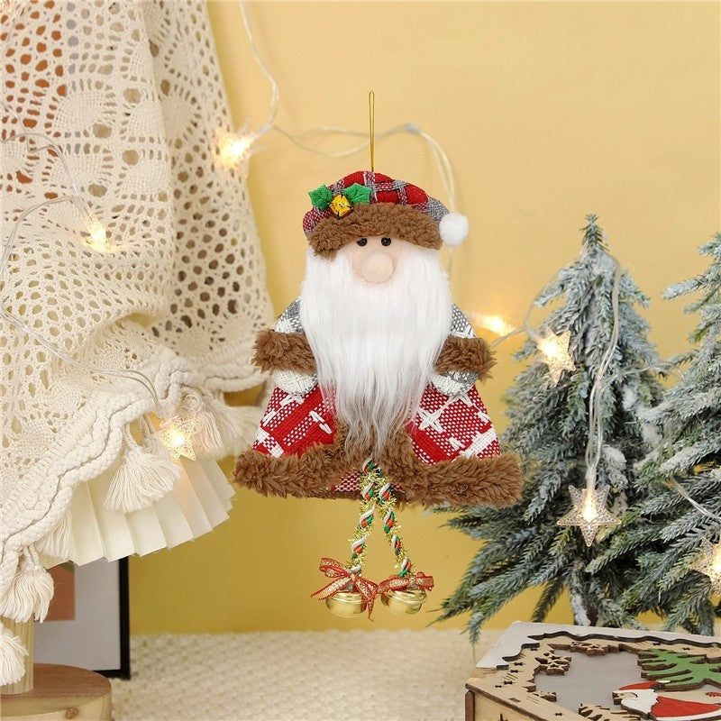 Elderly Snowman Reindeer Bell Pendant Ornament