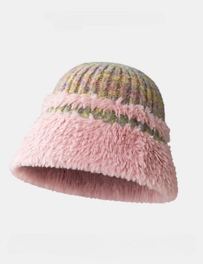 Colorful Striped Simple Plushed Bucket Hat