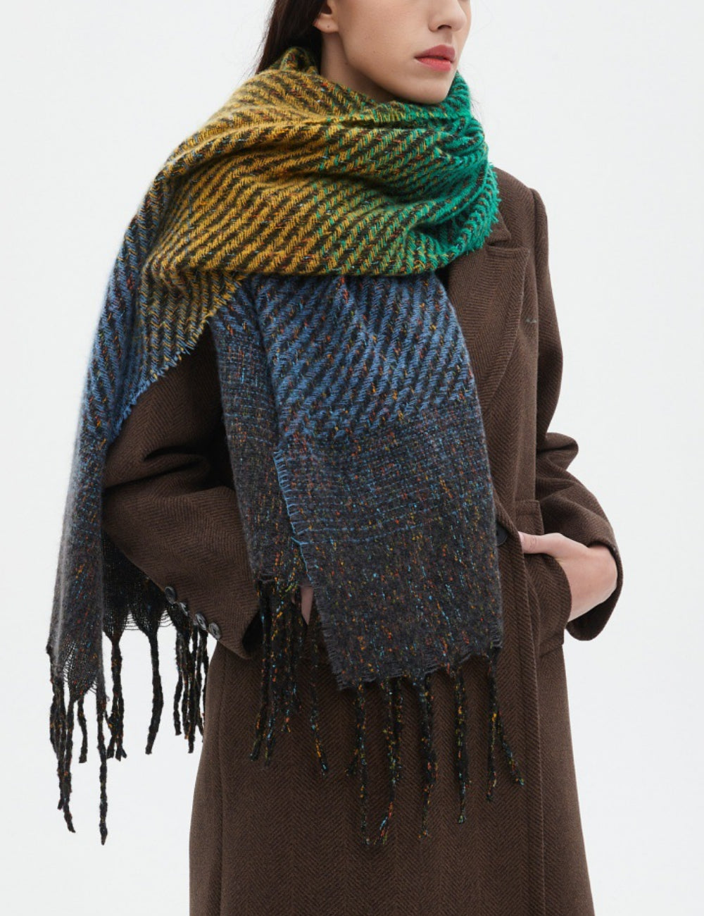 Gradient Color Tassel Soft Scarves