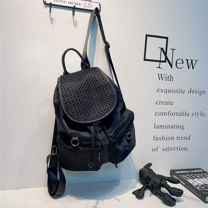 Fashion Drawstring Flap Backpack With Pockets