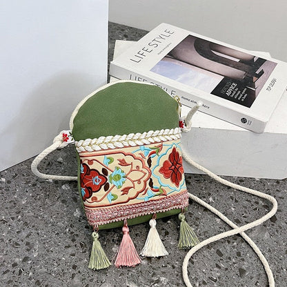 Casual Tasseled Print Zippered All-Match Lightweight Bag