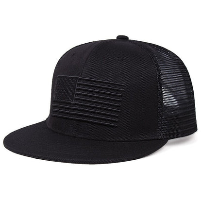 Stars And Stripes Embroidered Flat Brim Baseball Cap Unisex Sports Hat