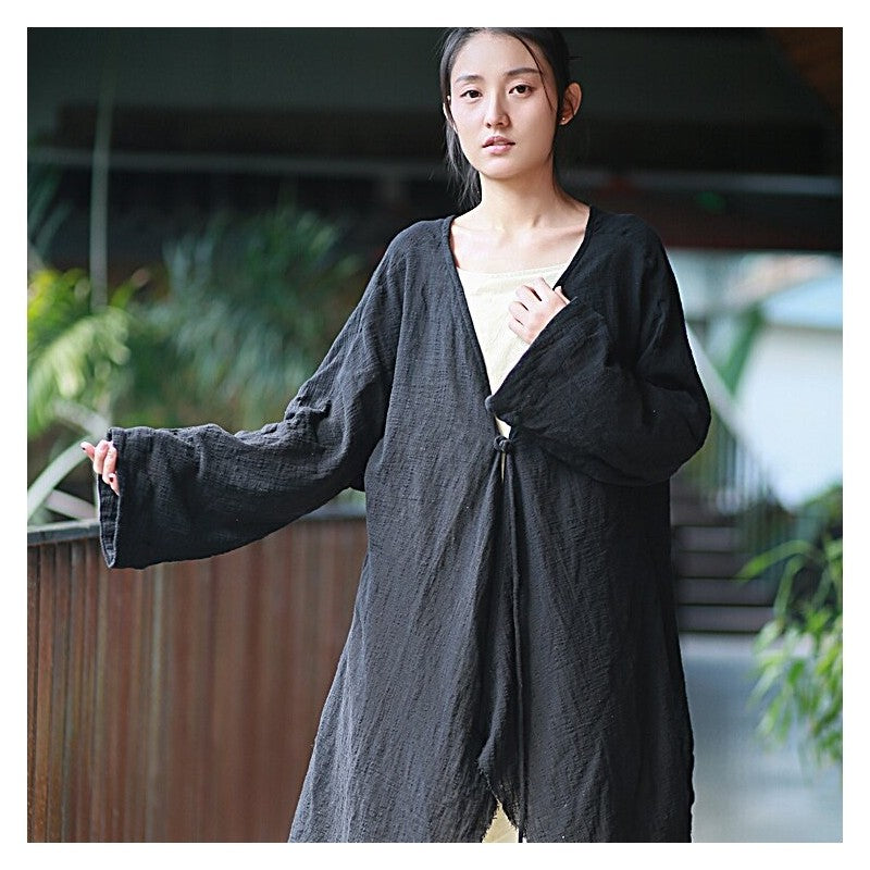 Solid Color Cardigan With Fringe Trim