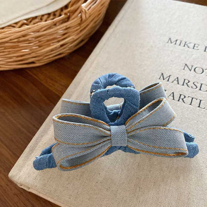 Elegant Bow Knot Plaid Hair Claw