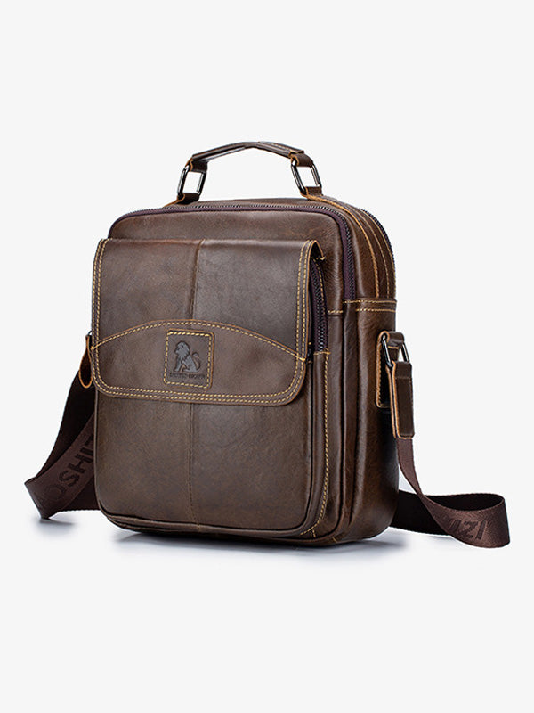 Solid Business Leather Crossbody Bag