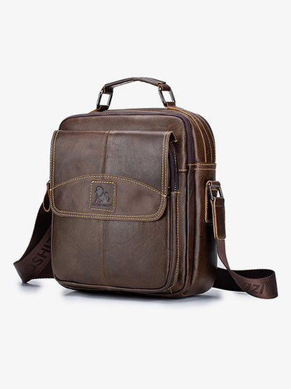 Solid Business Leather Crossbody Bag