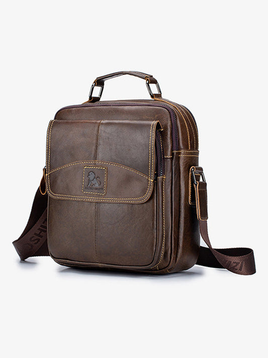 Solid Business Leather Crossbody Bag