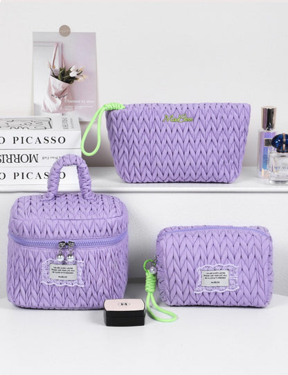 Solid Color Large Capacity Padded Make Up Bag