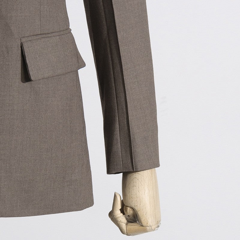 Solid Color Long Sleeve Lapel Hollow Blazer Outerwear