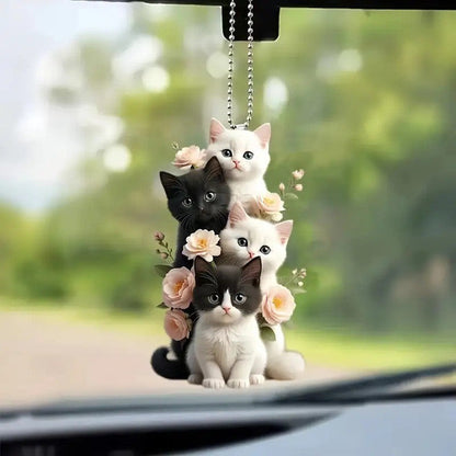 Cute Black White Acrylic Car Hanging Ornament