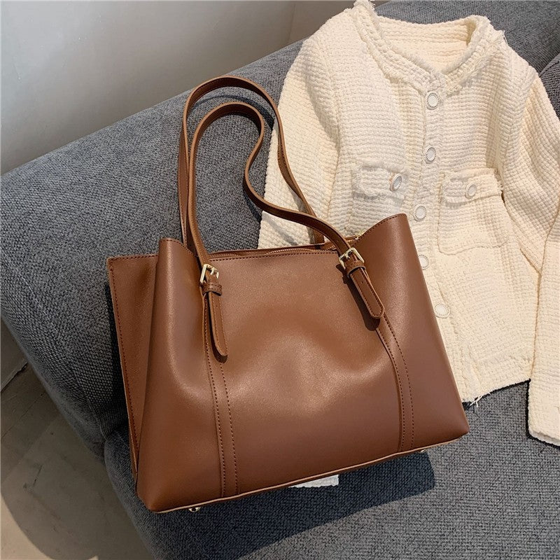 Large Capacity PU Leather Handbag Tote Shoulder Bag