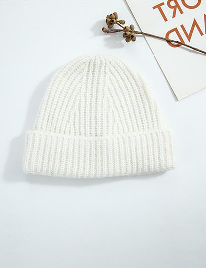 Simple Ribbed Solid Color Cuffed Knit Beanie