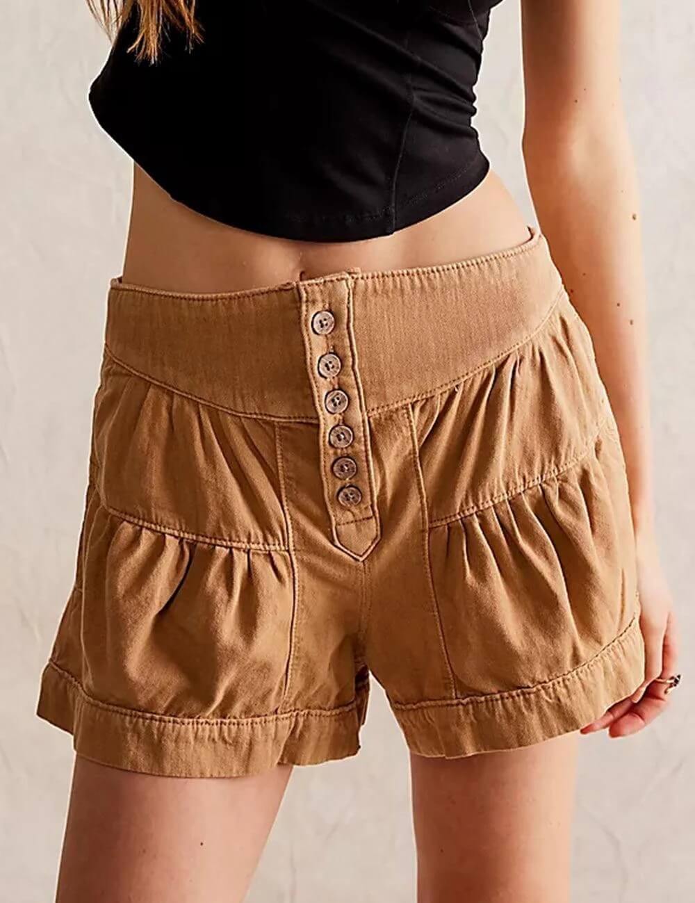 Sweet Solid Color Demin Shorts