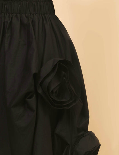 Irregular Hem Flower Decoration Midi Skirt