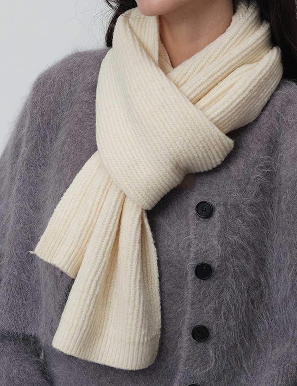Simple Solid Color Knitted Wool Warm Scarf