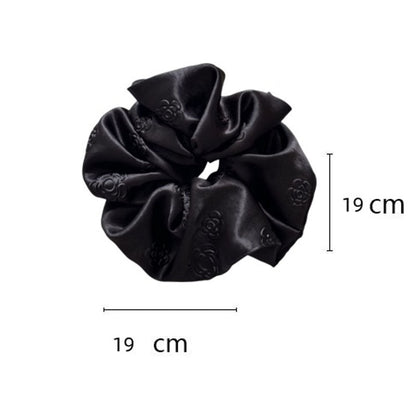 Elegant Rose Embossed Satin Stretchy Scrunchies