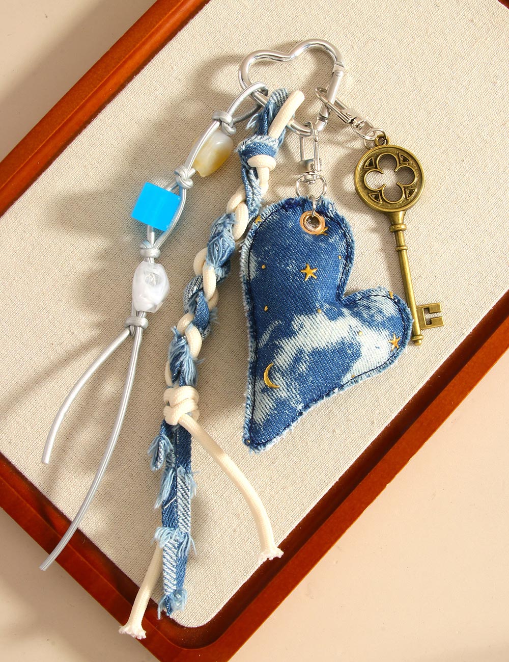 Denim Love Beads Rope Bag Charms