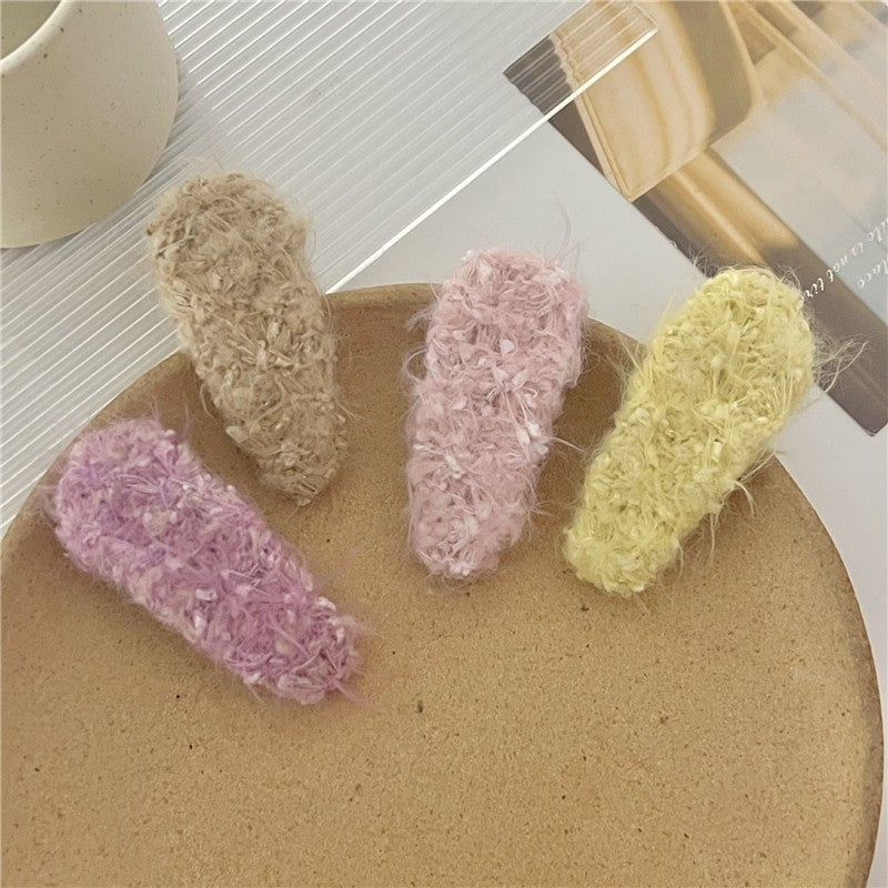 Solid Color Plush Hair Clips