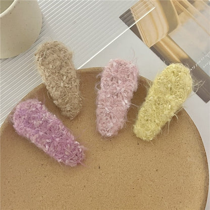 Solid Color Plush Hair Clips