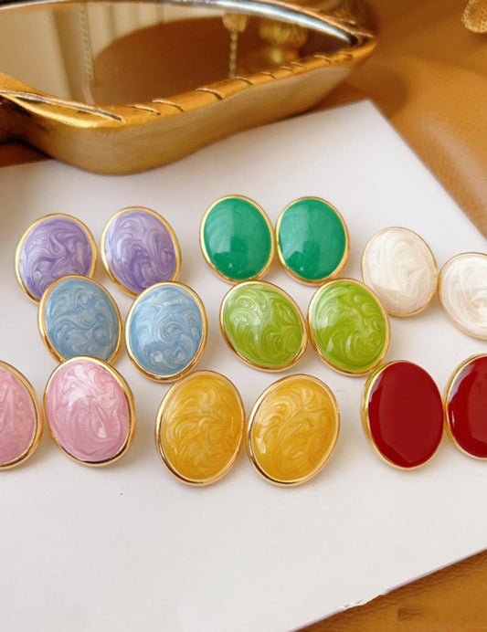Candy Color Vintage Enamel Stud Earrings