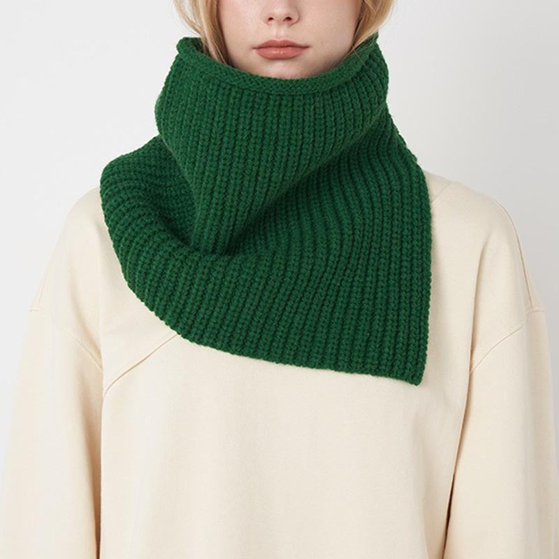 Ribbed Solid Color Knit Neck Split Scarf