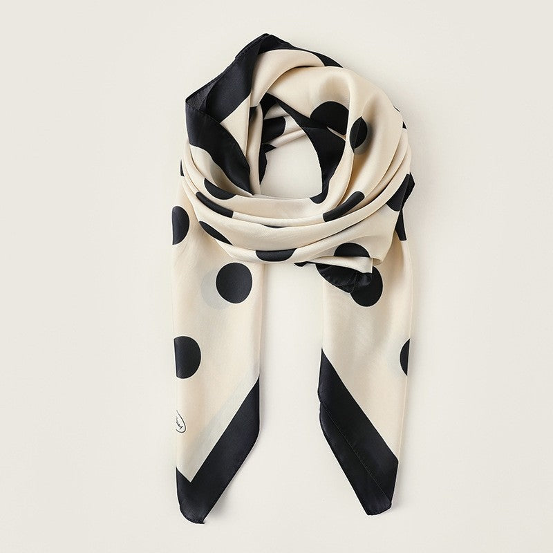 Dots Printed Square Silk Imitation Scarf