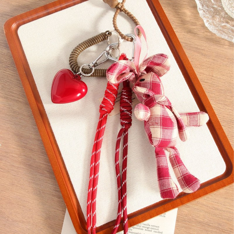 Red Plaid Rabbit Love Bag CHarms