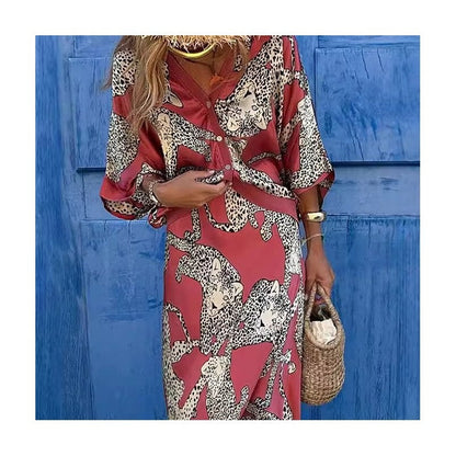 Floral Print Button-Up Top And Skirt Set