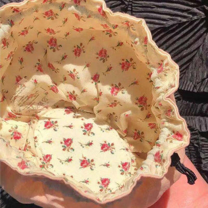 Sweet Floral Drawstring Make Up Bag