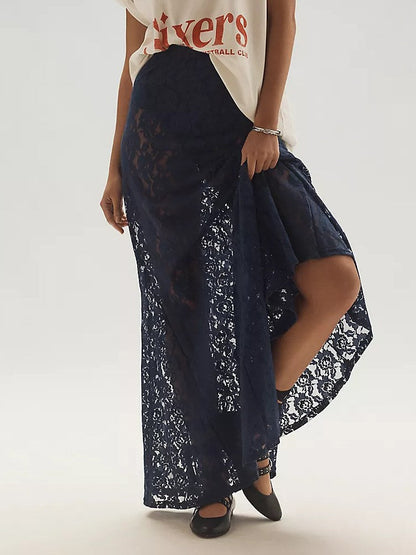 Lace Hollow Out Jacquard Irregular Skirts