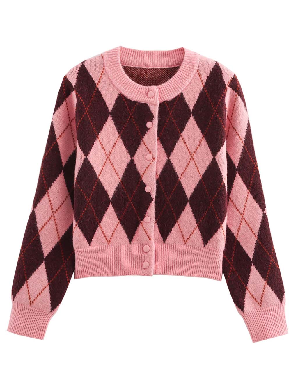 Vintage Diamond Checker Button Down Knit Cardigan