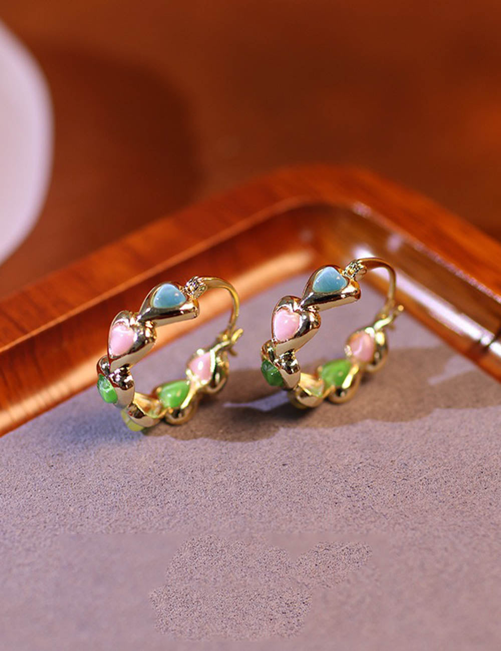 Colorful Teardrop Beaded Hoop Earrings