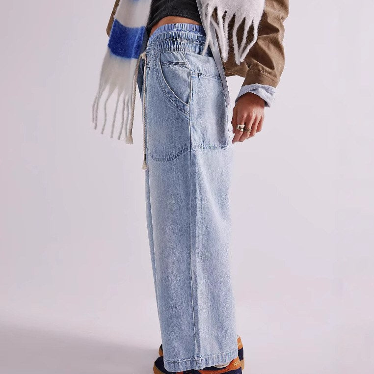 Loose Midi Rise Waist Straight Jeans