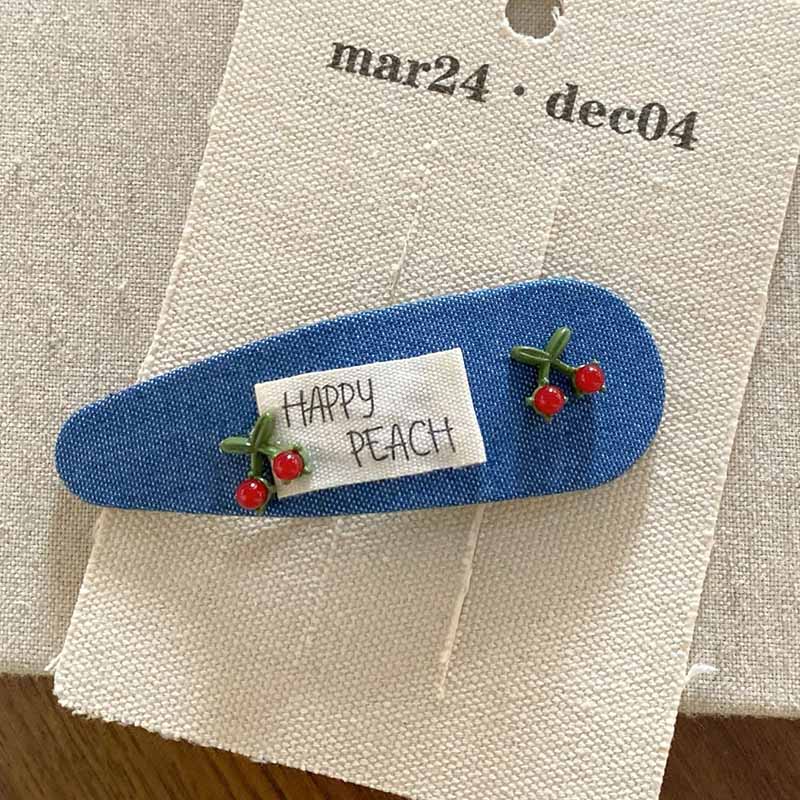 Letter Cute Cherry Denim Hair Clip