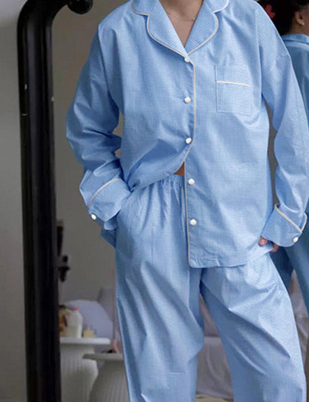 Color Block Plaid Loungewear Pajamas Set