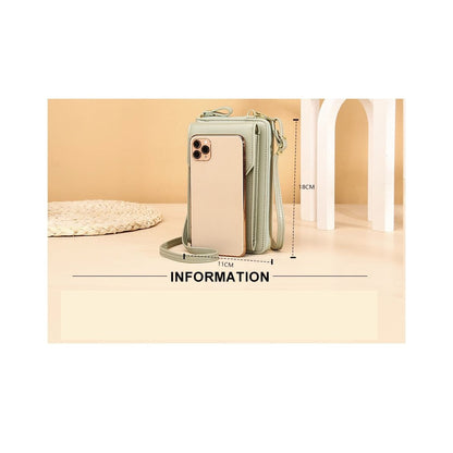 PU Leather Solid Color Multifunctional Small Crossbody Wallet Cell Phone Bag