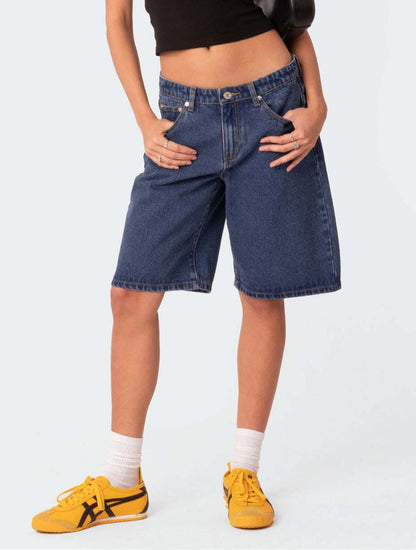 Low Waisted Casual Denim Bermuda Shorts