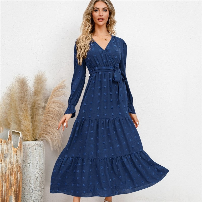 Ladies Solid Color Swing Casual Dress