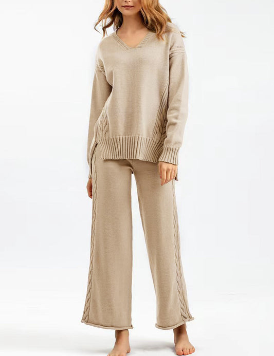 2+ V-Neck Side Split Knit Sets