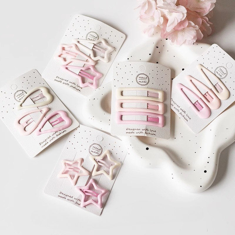 Pink Simple Star Love Hair Clips