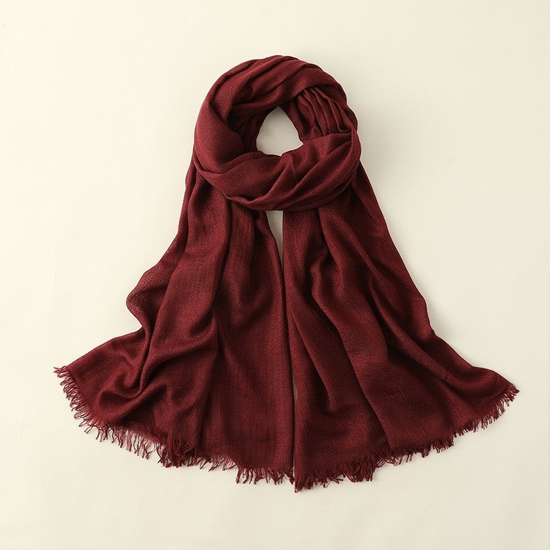Solid Color Sun Protection Long Cotton And Linen Scarf