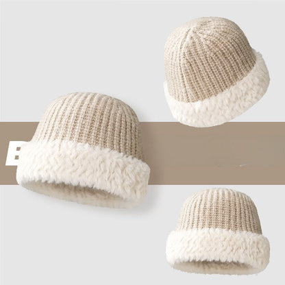 Color Block Padded Knit Plushed Bucket Hat