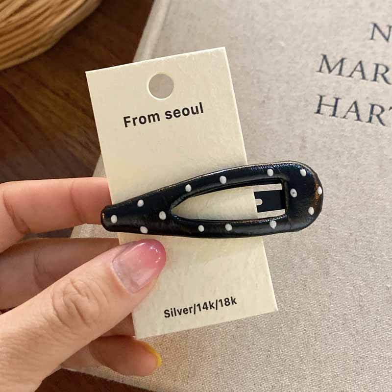 Simple Leather Heart Polka Dot Hair Clips