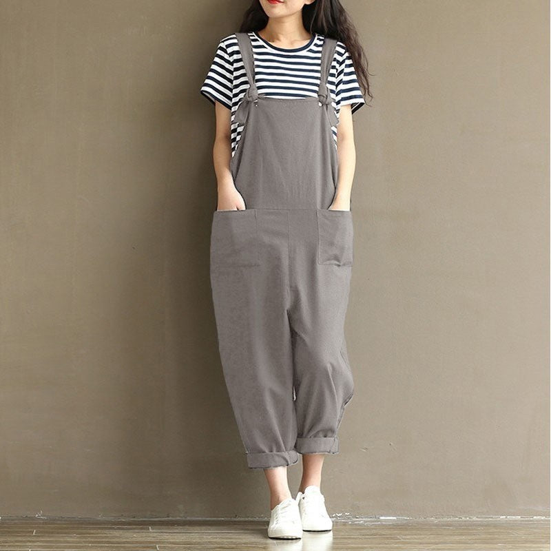 Pocket Solid Harem Pants Baggy Jumpsuit