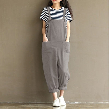 Pocket Solid Harem Pants Baggy Jumpsuit
