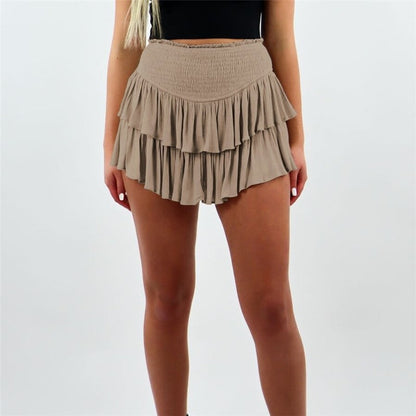Stylish Solid Color Pleated Mini Skirt