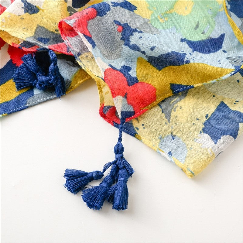 Fashion Tropical Botanical Camouflage Floral Scarf