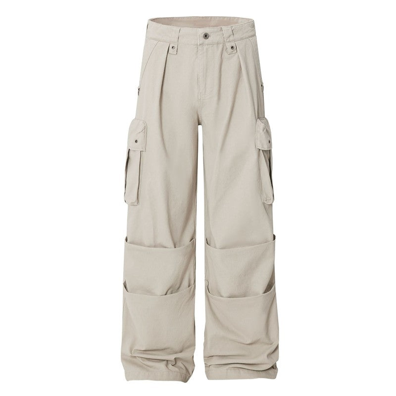 Multi Pocket Cargo Pants Letter Print Straight Leg